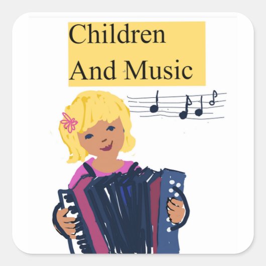 Kinderen en muziek vierkante sticker (Voorkant)