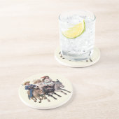 Kinderen en paarden zandsteen onderzetter (Zijkant)