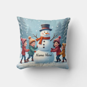 Kinderen en sneeuwmannen plezier kussen