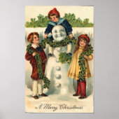 Kinderen en Snowman Card Poster (Voorkant)