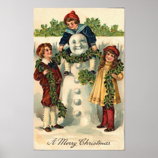 Kinderen en Snowman Card Poster (Voorkant)