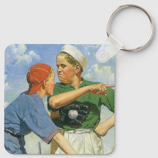  kinderen en sport, jongens die honkbal spelen sleutelhanger (Achterkant)