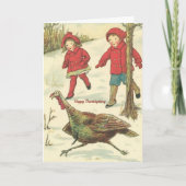  kinderen en Turkije Happy Thanksgiving Feestdagen Kaart (Voorkant)