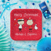  Kinderen en volwassen paren Kerstmis Papieren Bordje (Feest)