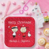  Kinderen en volwassen paren Kerstmis Papieren Bordje (Feest)