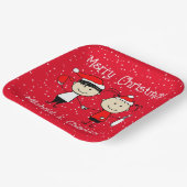  Kinderen en volwassen paren Kerstmis Papieren Bordje (Gebogen)