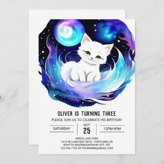 Kinderen Enchanted Kitten Verjaardag Kaart (Voorkant / Achterkant)