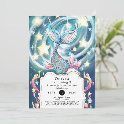 Kinderen Enchanted Mermaid Verjaardag Kaart (Staand voorkant)