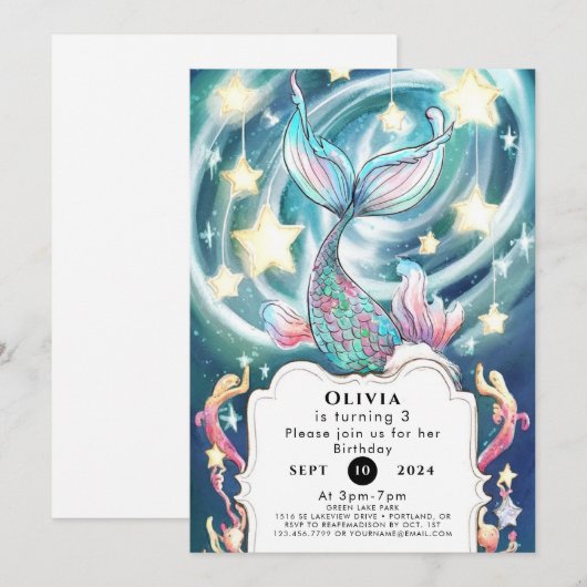 Kinderen Enchanted Mermaid Verjaardag Kaart (Voorkant / Achterkant)