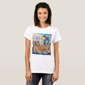 Kinderen eten IJs en pizza in Heaven Haiku T-shirt (Voorkant volledig)