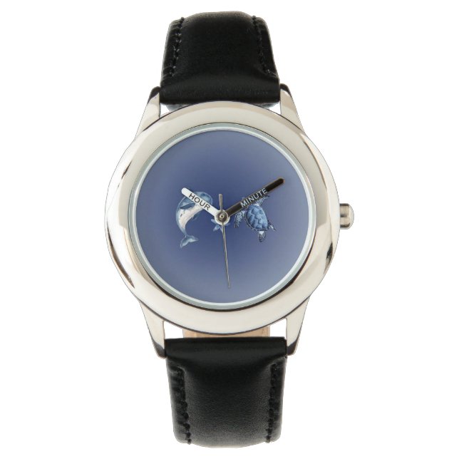 Kinderen eWatch met Turtle & Dolphin | Ocean Blue  Horloge (Voorkant)