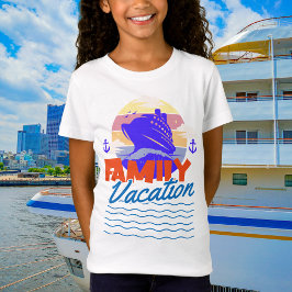 Kinderen Familie Cruise Blauw/Oranje Vakantie Zons T-shirt