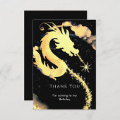 Kinderen Fantasie Draak Verjaardag Bedankkaart (Voorkant / Achterkant)