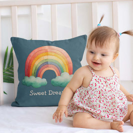 Kinderen Fantasievolle Pastel Regenboog in Wolken Kussen
