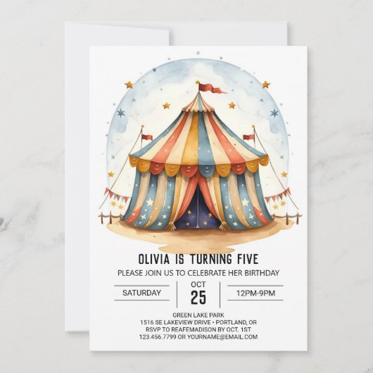 Kinderen Feestelijke Circus Verjaardag Kaart (Voorkant)