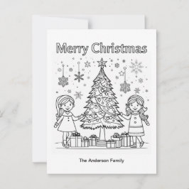 Kinderen Feestelijke Kleurenplaat Boom Prettig Ker Briefkaart