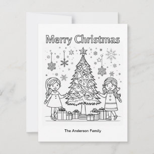 Kinderen Feestelijke Kleurenplaat Boom Prettig Ker Briefkaart
