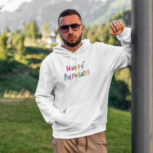 Kinderen Fijne Feestdagen Stick Figure Typografie Hoodie