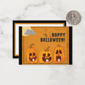 Kinderen Fijne Halloween Griezeldinerpompoen Notitiekaartje (Voorkant / Achterkant in situ)