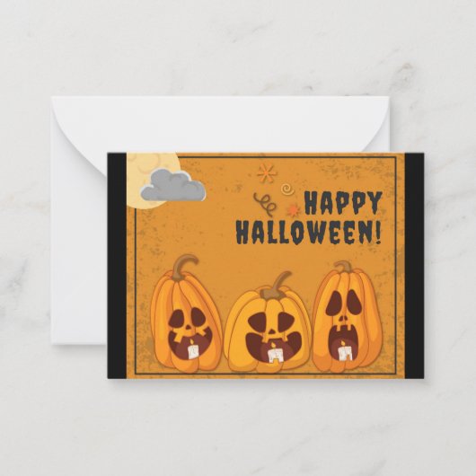 Kinderen Fijne Halloween Griezelige Pompoen Notitiekaartje (Voorkant)
