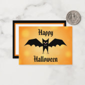 Kinderen Fijne Halloween Lieve Zwarte Vleermuis Notitiekaartje (Voorkant / Achterkant in situ)