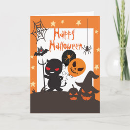 Kinderen Fijne Halloween Oranje Zwart Kaart