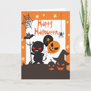 Kinderen Fijne Halloween Oranje Zwart Kaart