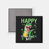Kinderen Fijne St. Patrick's Dag T-rex Dinosaur Bo Magneet (Voorkant / Achterkant)