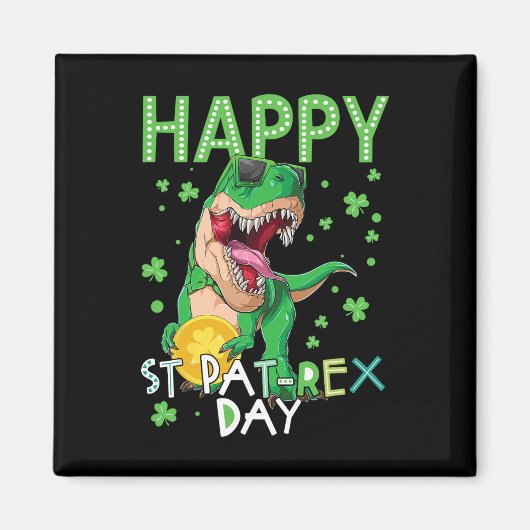 Kinderen Fijne St. Patrick's Dag T-rex Dinosaur Bo Magneet (Voorkant)