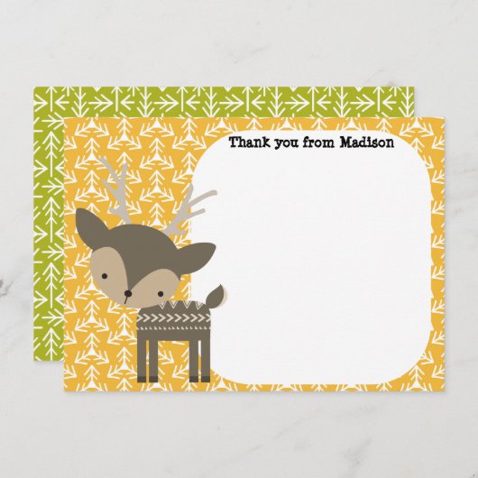 Kinderen Flat Panel Dank u Kaarten Bruin Herten (Voorkant / Achterkant)