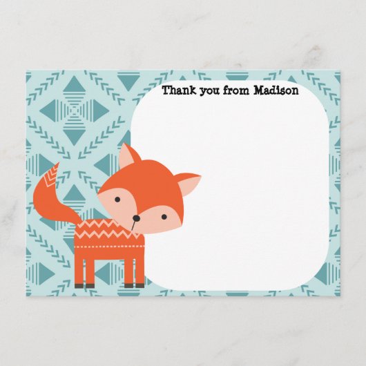 Kinderen Flat Panel Dankjewel Kaarten Rood Vos Notitiekaartje (Voorkant)