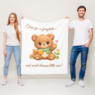 Kinderen Fleece Deken | "Sprookje Lezen Beer"