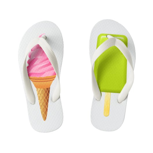 Kinderen Flip Flops - Roze Ijsje + Groene IJslolly (Voetbed)