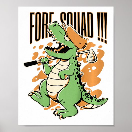 Kinderen Fore Squad T-rex Dinosaur Golf Speler Gra Poster (Voorkant)