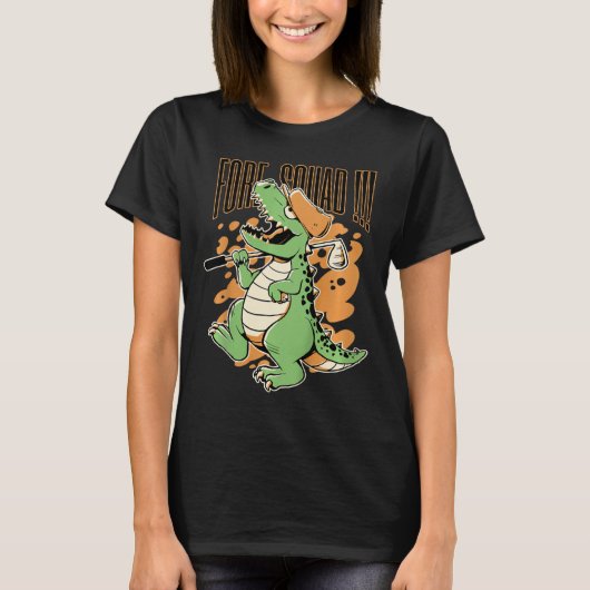 Kinderen Fore Squad T-rex Dinosaur Golf Speler Gra T-shirt (Voorkant)
