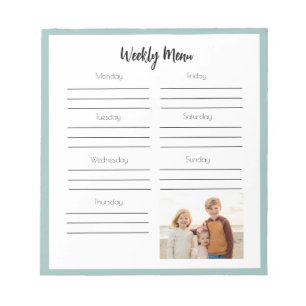 Kinderen Foto Dagelijks Menu Planner Notitieblok