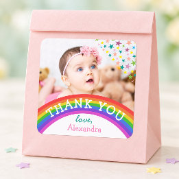 Kinderen Foto Verjaardag Bedankt Sticker Regenboog
