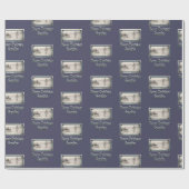 Kinderen Foto Vrolijk Kerstfeest Opa Paarse Cadeaupapier (Vlak)