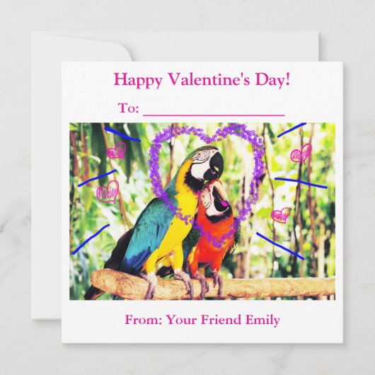 Kinderen Funky Klaslokaal Valentijnsdag Liefde Pap Feestdagenkaart (Voorkant)