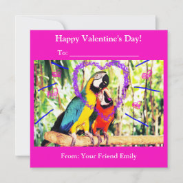 Kinderen Funky Klaslokaal Valentijnsliefde Papegaa Feestdagenkaart