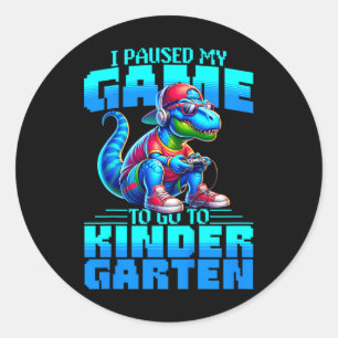 Kinderen gaan terug naar school T-rex Ik pauzeerde Ronde Sticker