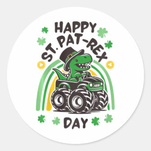 Kinderen Gelukkig St Pat Trex Dag Dino St Patricks Ronde Sticker