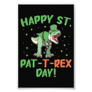 Kinderen Gelukkige St Pat Trex Dag Dino St Patrick Foto Afdruk