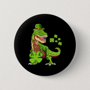 Kinderen Gelukkige St Pat Trex Dag Dino St Patrick Ronde Button 5,7 Cm