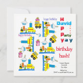 Kinderen Gelukkige Verjaardag Uitnodiging Vrachtwa (Achterkant)