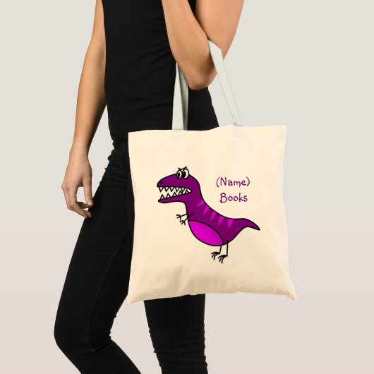 Kinderen genaamd id paarse dinosaurus book canvas  tote bag (Voorkant (product))