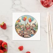 Kinderen genieten van hun taarten, frisdranken en  servet (Insitu)