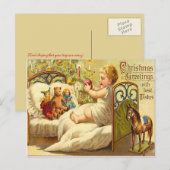 Kinderen genieten van kerstcadeaus feestdagenkaart (Voorkant / Achterkant)