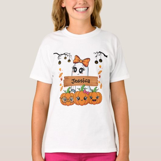 Kinderen Gepersonaliseerd Halloween T-Shirt (Voorkant)