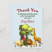 Kinderen Gepersonaliseerd Oerwoud Birthday Harteli Bedankkaart (Voorkant / Achterkant)